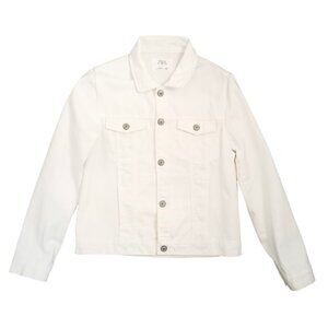 ZARA Kids White Denim Jacket – Button Front Trucker Style, Size 13/14